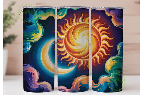 Celestial Sun & Moon 20oz Tumbler Wrap Sublimation PixelChick 