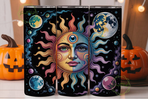 Celestial Sun & Moon 20oz Tumbler Wrap Sublimation PixelChick 