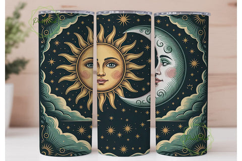 Celestial Sun & Moon 20oz Tumbler Wrap Sublimation PixelChick 