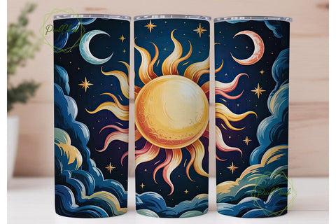 Celestial Sun & Moon 20oz Tumbler Wrap Sublimation PixelChick 