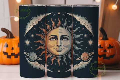 Celestial Sun & Moon 20oz Tumbler Wrap Sublimation PixelChick 