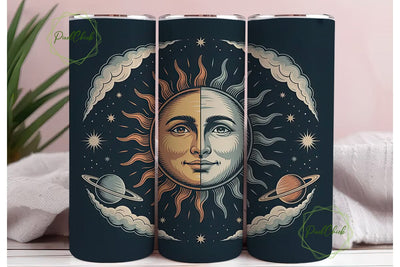 Celestial Sun & Moon 20oz Tumbler Wrap Sublimation PixelChick 