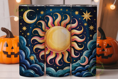 Celestial Sun & Moon 20oz Tumbler Wrap Sublimation PixelChick 