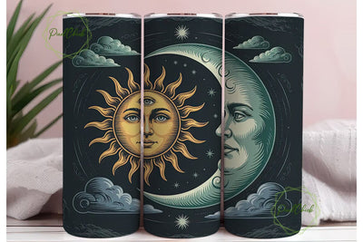 Celestial Sun & Moon 20oz Tumbler Wrap Sublimation PixelChick 