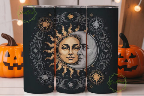 Celestial Sun & Moon 20oz Tumbler Wrap Sublimation PixelChick 