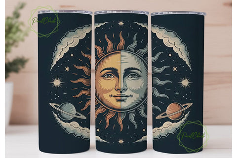 Celestial Sun & Moon 20oz Tumbler Wrap Sublimation PixelChick 
