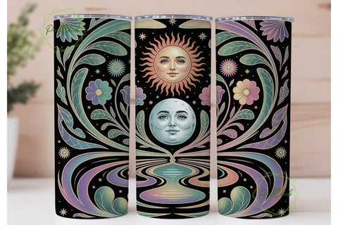 Celestial Sun & Moon 20oz Tumbler Wrap Sublimation PixelChick 