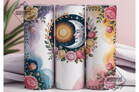 Celestial Sun & Moon 20oz Tumbler Wrap Sublimation sassyprint 