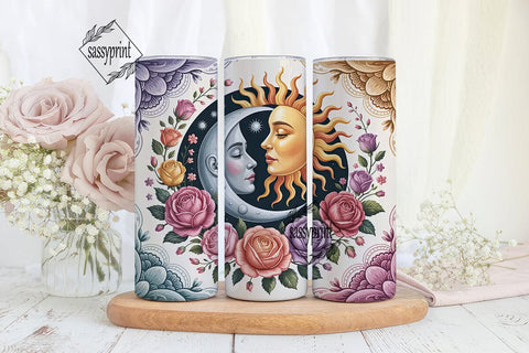 Celestial Sun & Moon 20oz Tumbler Wrap Sublimation sassyprint 