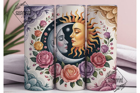 Celestial Sun & Moon 20oz Tumbler Wrap Sublimation sassyprint 