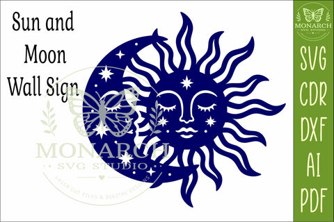 Celestial Sun Moon Wall Art SVG, Boho Moon Phase Laser Cut SVG APInspireddesigns 