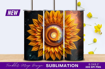 Celestial sunflower fractal tumbler png design Sublimation Regulrcrative 