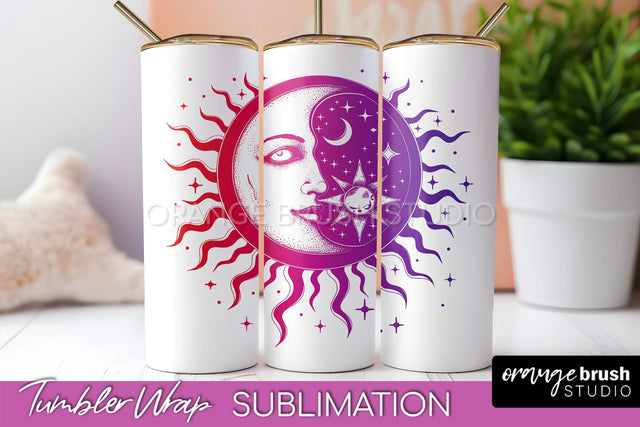 Celestial Tumbler Wrap, Boho Sublimation, Mystical Tumbler Sublimation OrangeBrushStudio 
