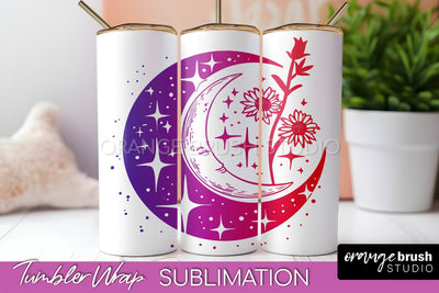 Celestial Tumbler Wrap, Boho Sublimation, Mystical Tumbler Sublimation OrangeBrushStudio 