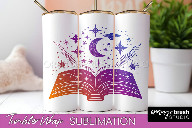 Celestial Tumbler Wrap, Boho Sublimation, Mystical Tumbler Sublimation OrangeBrushStudio 