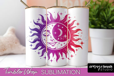 Celestial Tumbler Wrap, Boho Sublimation, Mystical Tumbler Sublimation OrangeBrushStudio 