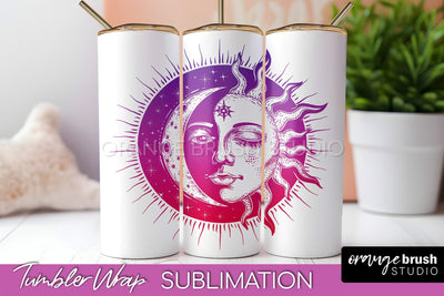 Celestial Tumbler Wrap, Boho Sublimation, Mystical Tumbler Sublimation OrangeBrushStudio 