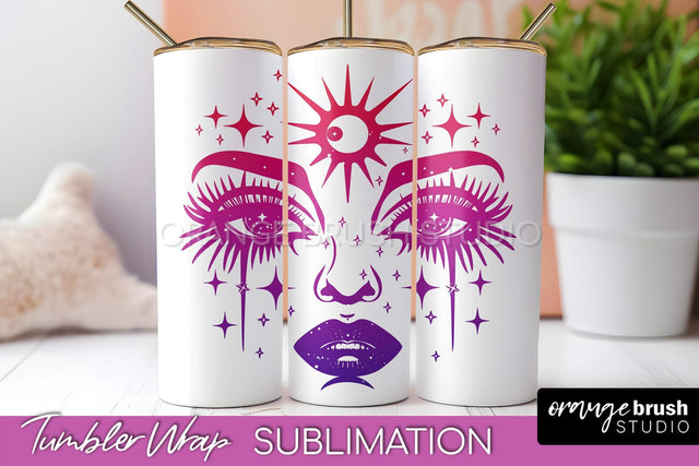 Celestial Tumbler Wrap, Boho Sublimation, Mystical Tumbler Sublimation OrangeBrushStudio 