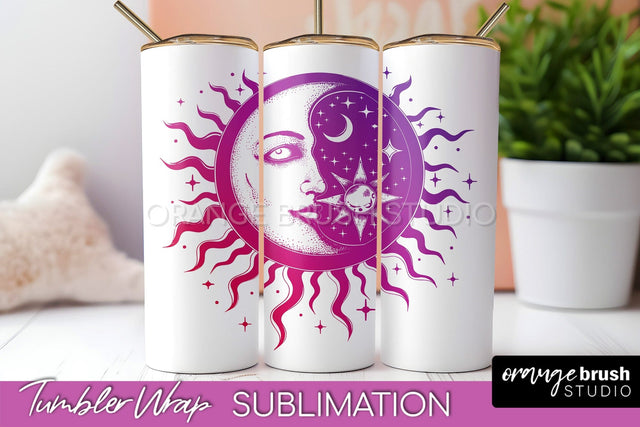 Celestial Tumbler Wrap, Boho Sublimation, Mystical Tumbler Sublimation OrangeBrushStudio 