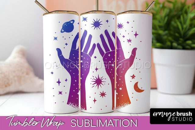 Celestial Tumbler Wrap, Boho Sublimation, Mystical Tumbler Sublimation OrangeBrushStudio 