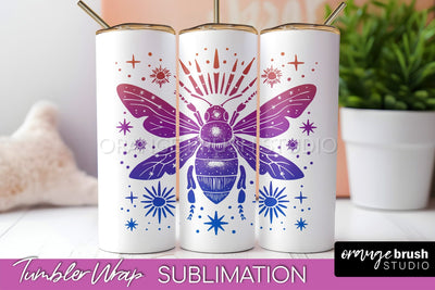 Celestial Tumbler Wrap, Boho Sublimation, Mystical Tumbler Sublimation OrangeBrushStudio 