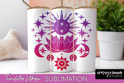 Celestial Tumbler Wrap, Boho Sublimation, Mystical Tumbler Sublimation OrangeBrushStudio 