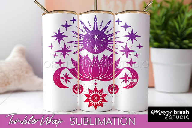 Celestial Tumbler Wrap, Boho Sublimation, Mystical Tumbler Sublimation OrangeBrushStudio 