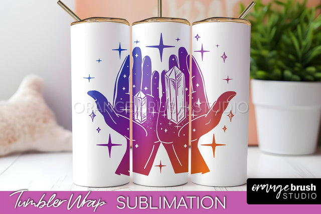 Celestial Tumbler Wrap, Boho Sublimation, Mystical Tumbler Sublimation OrangeBrushStudio 