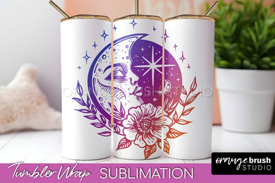 Celestial Tumbler Wrap, Boho Sublimation, Mystical Tumbler Sublimation OrangeBrushStudio 