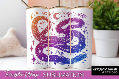 Celestial Tumbler Wrap, Boho Sublimation, Mystical Tumbler Sublimation OrangeBrushStudio 