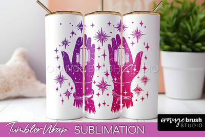Celestial Tumbler Wrap, Boho Sublimation, Mystical Tumbler Sublimation OrangeBrushStudio 