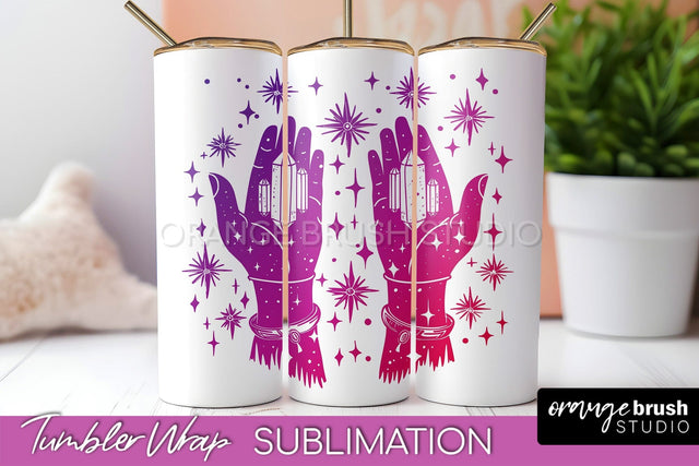 Celestial Tumbler Wrap, Boho Sublimation, Mystical Tumbler Sublimation OrangeBrushStudio 