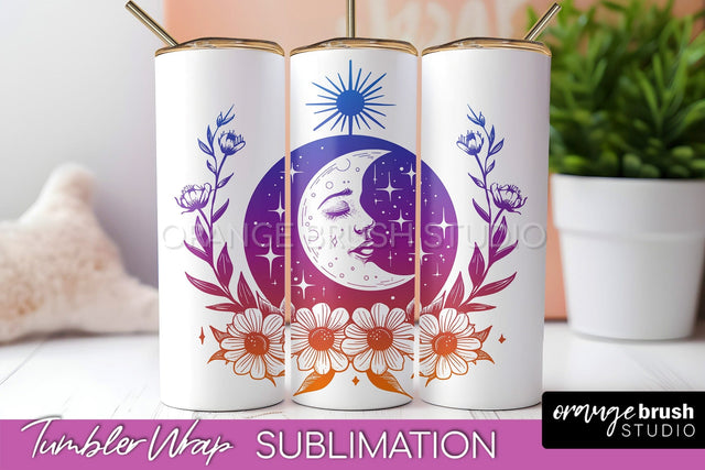 Celestial Tumbler Wrap, Boho Sublimation, Mystical Tumbler Sublimation OrangeBrushStudio 