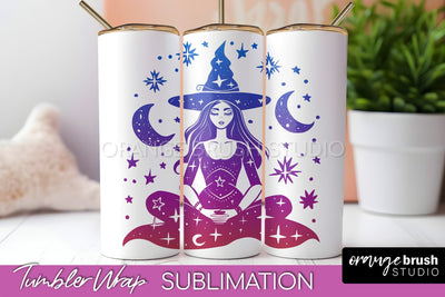 Celestial Tumbler Wrap, Boho Sublimation, Mystical Tumbler Sublimation OrangeBrushStudio 