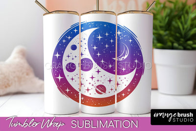 Celestial Tumbler Wrap, Boho Sublimation, Mystical Tumbler Sublimation OrangeBrushStudio 