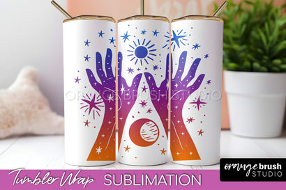 Celestial Tumbler Wrap, Boho Sublimation, Mystical Tumbler Sublimation OrangeBrushStudio 