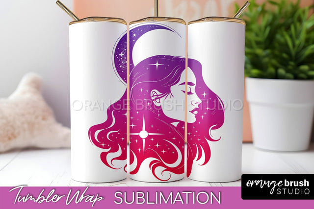 Celestial Tumbler Wrap, Boho Sublimation, Mystical Tumbler Sublimation OrangeBrushStudio 