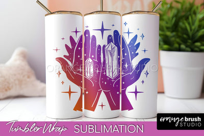 Celestial Tumbler Wrap, Boho Sublimation, Mystical Tumbler Sublimation OrangeBrushStudio 
