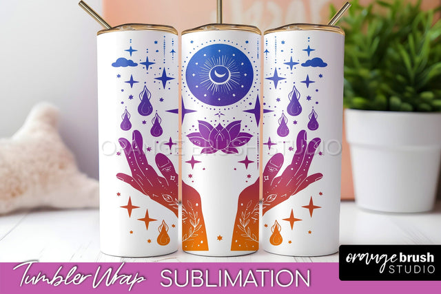 Celestial Tumbler Wrap, Boho Sublimation, Mystical Tumbler Sublimation OrangeBrushStudio 