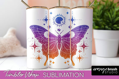 Celestial Tumbler Wrap, Boho Sublimation, Mystical Tumbler Sublimation OrangeBrushStudio 