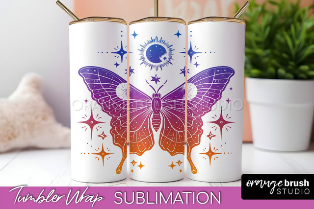 Celestial Tumbler Wrap, Boho Sublimation, Mystical Tumbler Sublimation OrangeBrushStudio 
