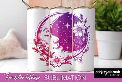 Celestial Tumbler Wrap, Boho Sublimation, Mystical Tumbler Sublimation OrangeBrushStudio 