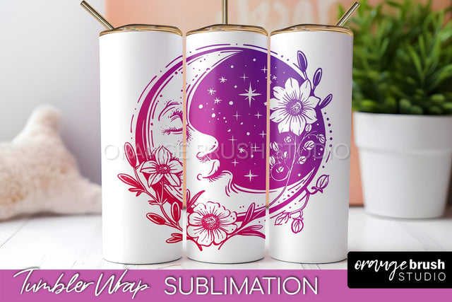 Celestial Tumbler Wrap, Boho Sublimation, Mystical Tumbler Sublimation OrangeBrushStudio 
