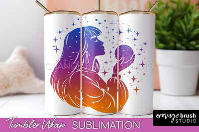 Celestial Tumbler Wrap, Boho Sublimation, Mystical Tumbler Sublimation OrangeBrushStudio 