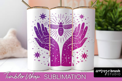 Celestial Tumbler Wrap, Boho Sublimation, Mystical Tumbler Sublimation OrangeBrushStudio 