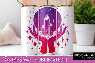 Celestial Tumbler Wrap, Boho Sublimation, Mystical Tumbler Sublimation OrangeBrushStudio 