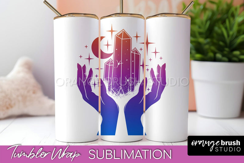 Celestial Tumbler Wrap, Boho Sublimation, Mystical Tumbler Sublimation OrangeBrushStudio 