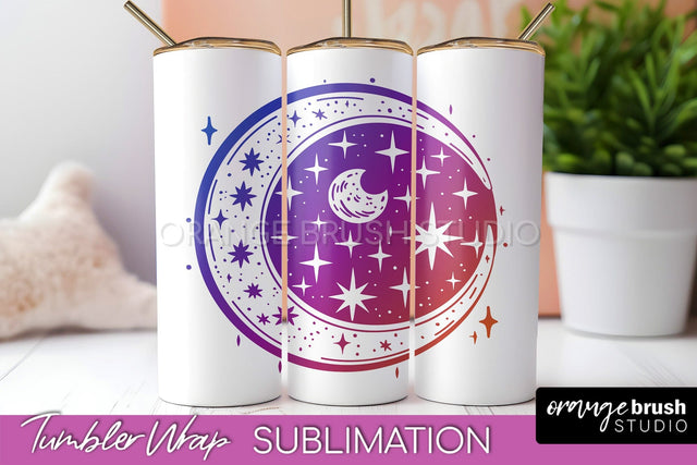 Celestial Tumbler Wrap, Boho Sublimation, Mystical Tumbler Sublimation OrangeBrushStudio 
