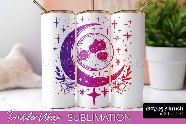 Celestial Tumbler Wrap, Boho Sublimation, Mystical Tumbler Sublimation OrangeBrushStudio 