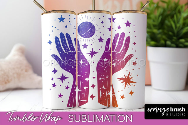 Celestial Tumbler Wrap, Boho Sublimation, Mystical Tumbler Sublimation OrangeBrushStudio 
